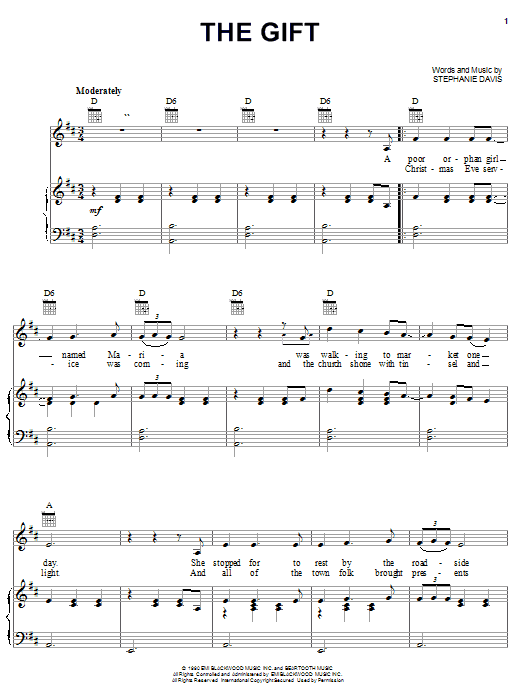 Stephanie Davis The Gift Sheet Music Notes & Chords for Piano, Vocal & Guitar (Right-Hand Melody) - Download or Print PDF
