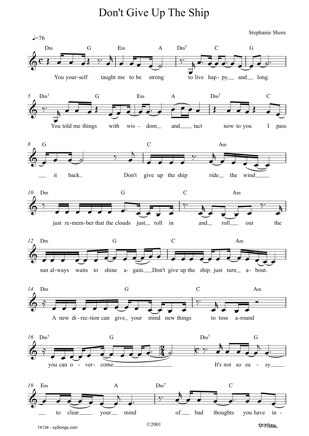 Stephanie Shore Don't Give Up The Ship Sheet Music Notes & Chords for Lead Sheet / Fake Book - Download or Print PDF
