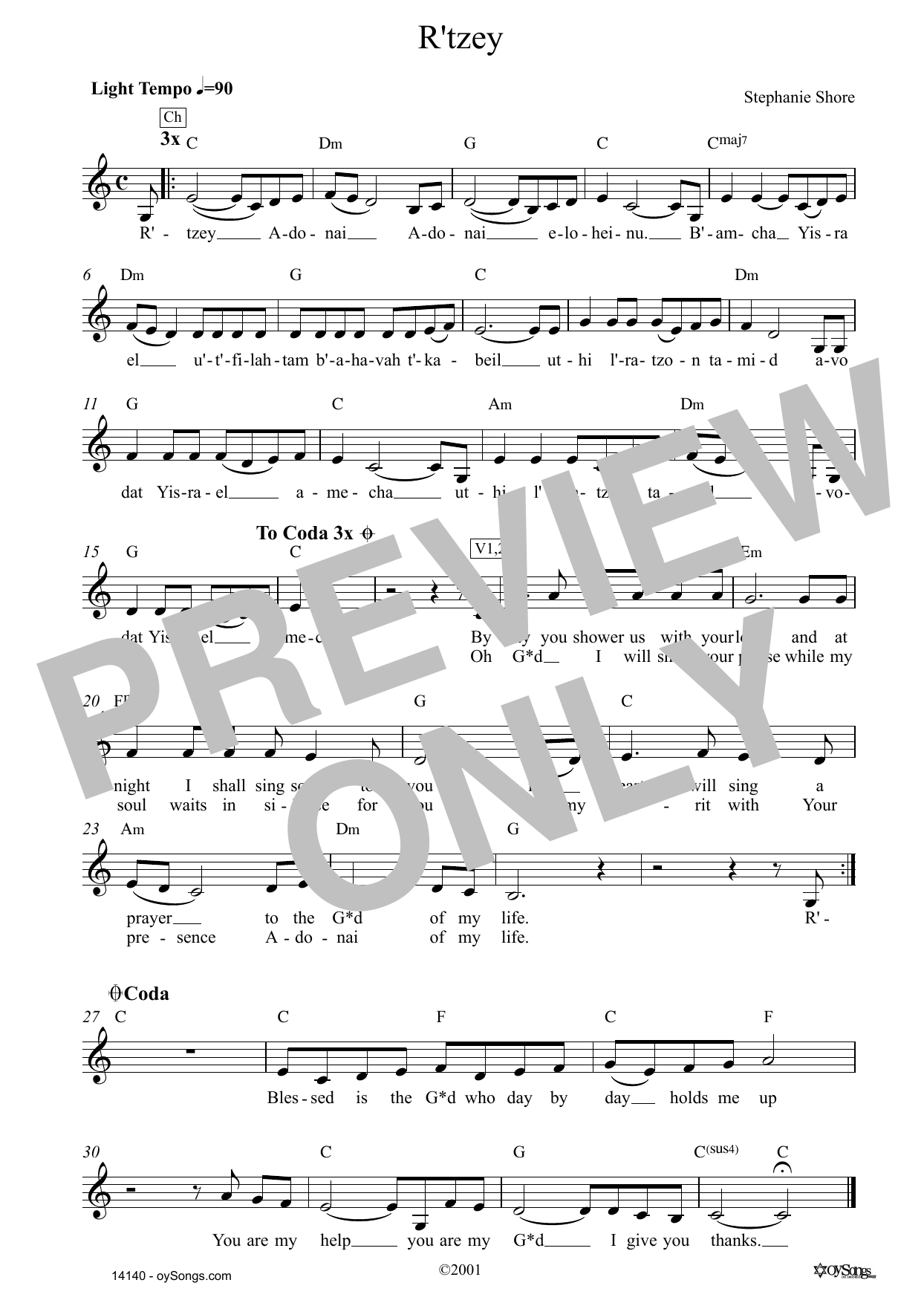 Stephanie Shore R'tzey Sheet Music Notes & Chords for Lead Sheet / Fake Book - Download or Print PDF