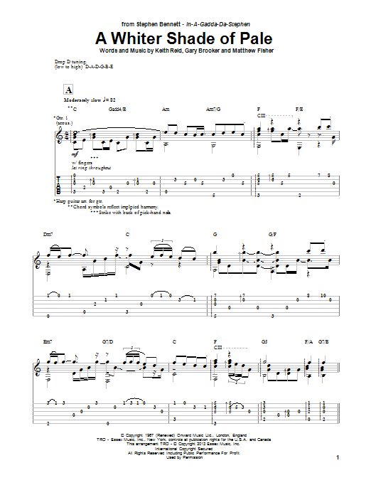 Stephen Bennett A Whiter Shade Of Pale Sheet Music Notes & Chords for Guitar Tab - Download or Print PDF