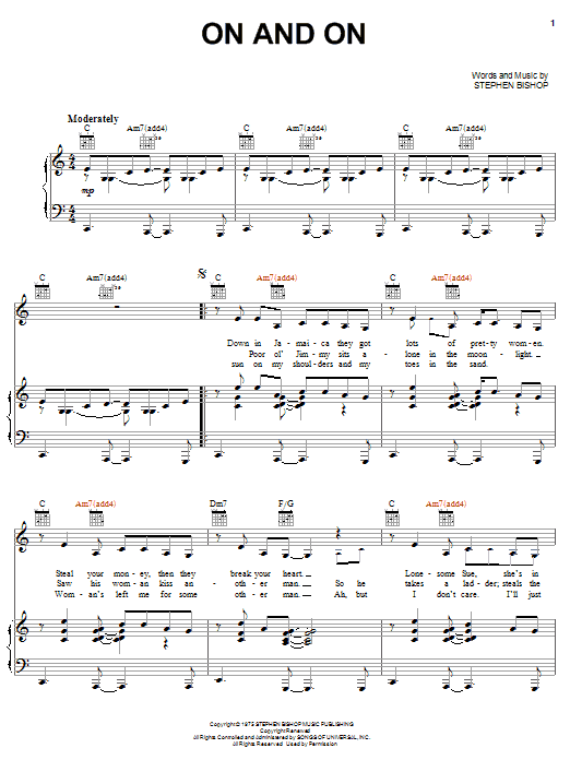 Stephen Bishop On And On Sheet Music Notes & Chords for Easy Piano - Download or Print PDF