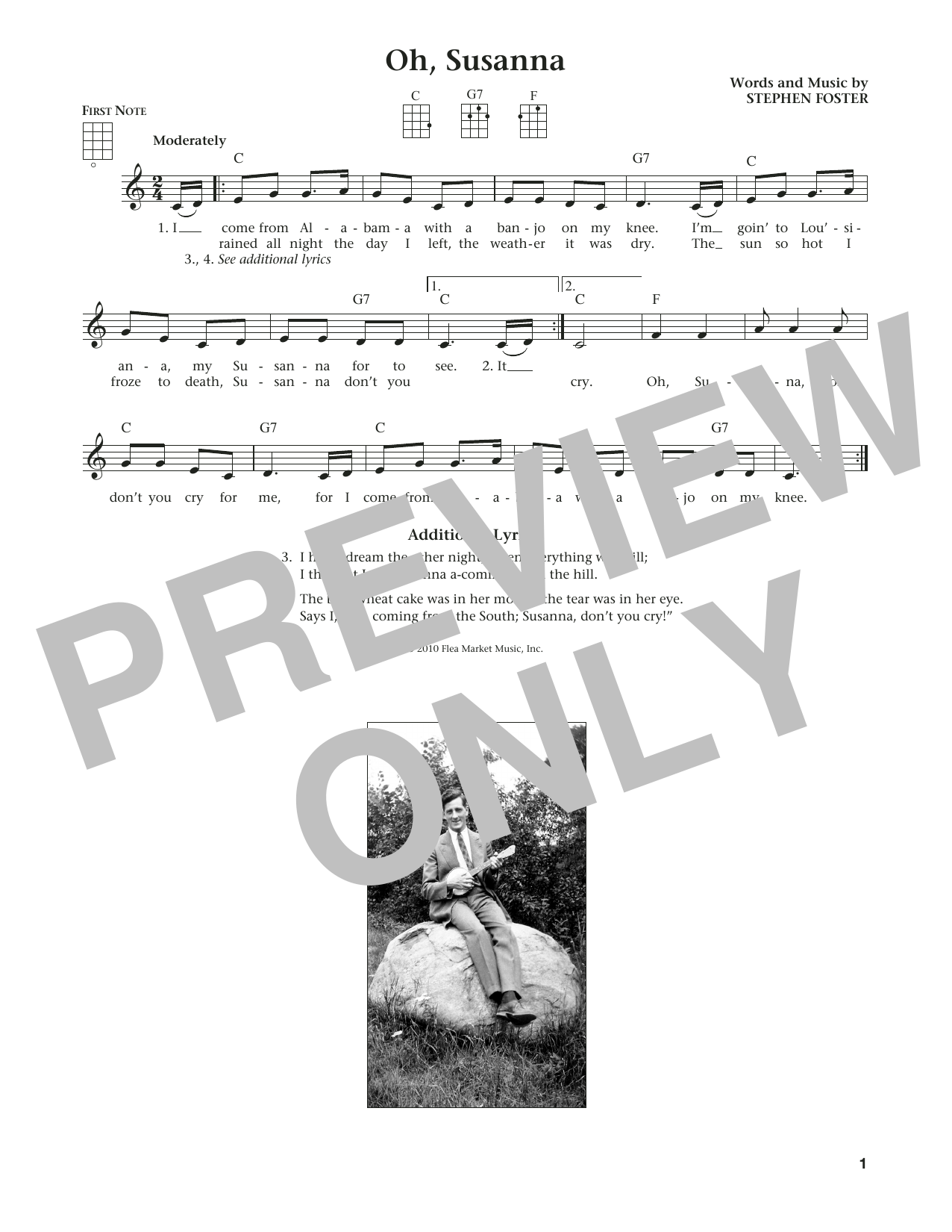 Stephen C. Foster Oh! Susanna (from The Daily Ukulele) (arr. Liz and Jim Beloff) Sheet Music Notes & Chords for Ukulele - Download or Print PDF