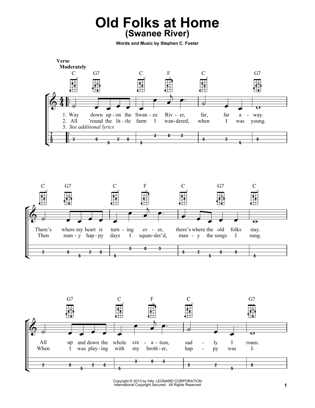 Stephen C. Foster Old Folks At Home (Swanee River) (arr. Bobby Westfall) Sheet Music Notes & Chords for Mandolin - Download or Print PDF