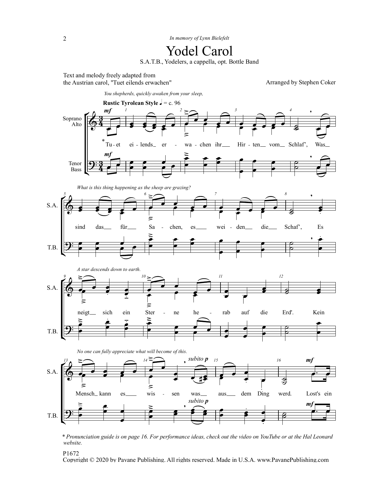 Stephen Coker Yodel Carol Sheet Music Notes & Chords for SATB Choir - Download or Print PDF