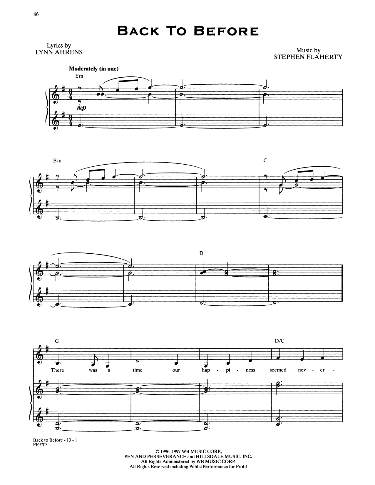 Stephen Flaherty and Lynn Ahrens Back To Before (from Ragtime: The Musical) Sheet Music Notes & Chords for Piano & Vocal - Download or Print PDF