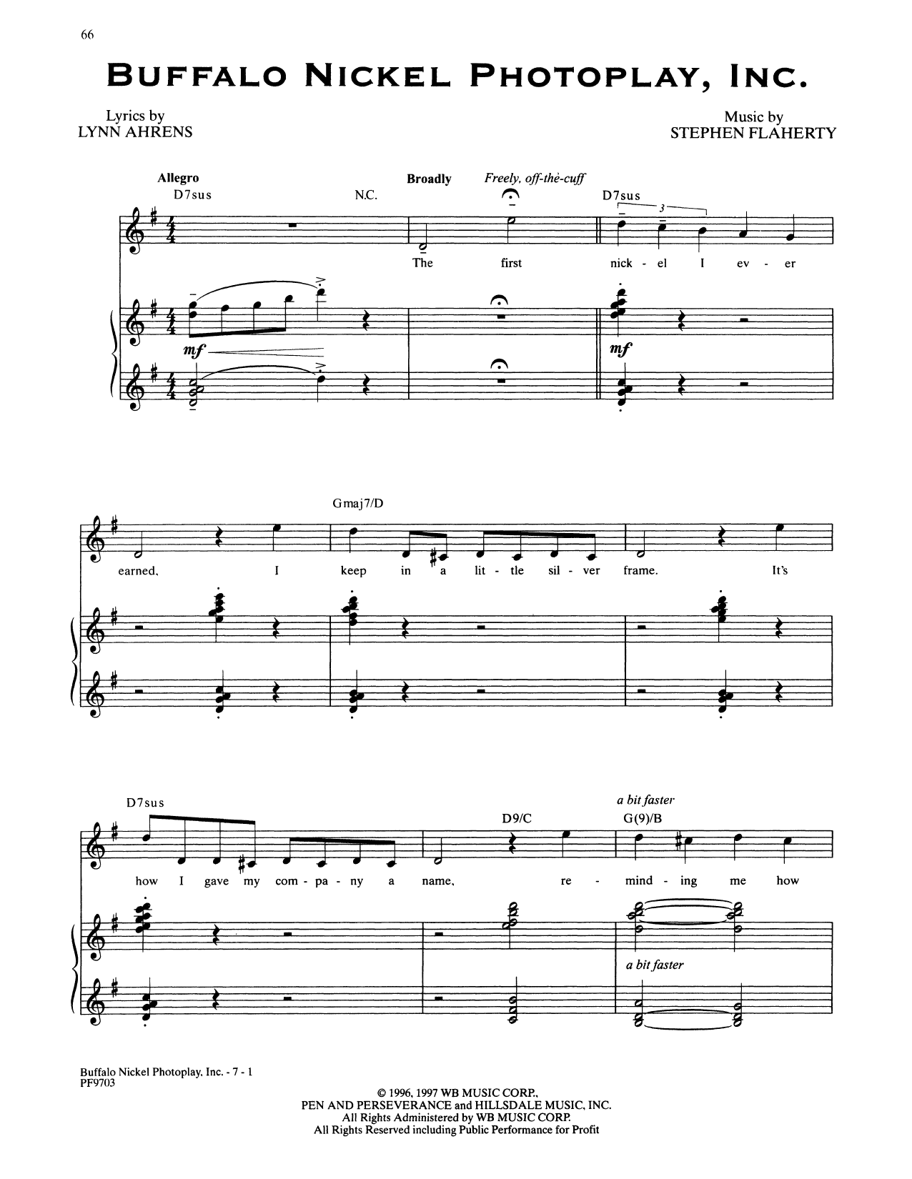 Stephen Flaherty and Lynn Ahrens Buffalo Nickel Photoplay (from Ragtime: The Musical) Sheet Music Notes & Chords for Piano & Vocal - Download or Print PDF