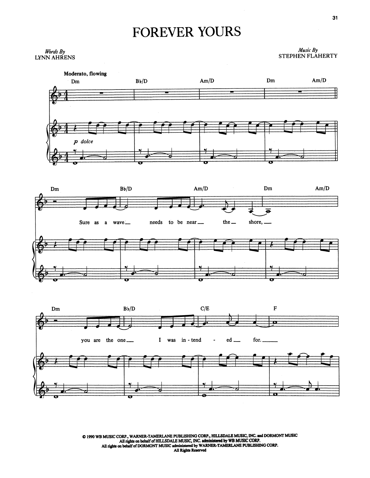 Stephen Flaherty and Lynn Ahrens Forever Yours (from Once on This Island) Sheet Music Notes & Chords for Piano & Vocal - Download or Print PDF