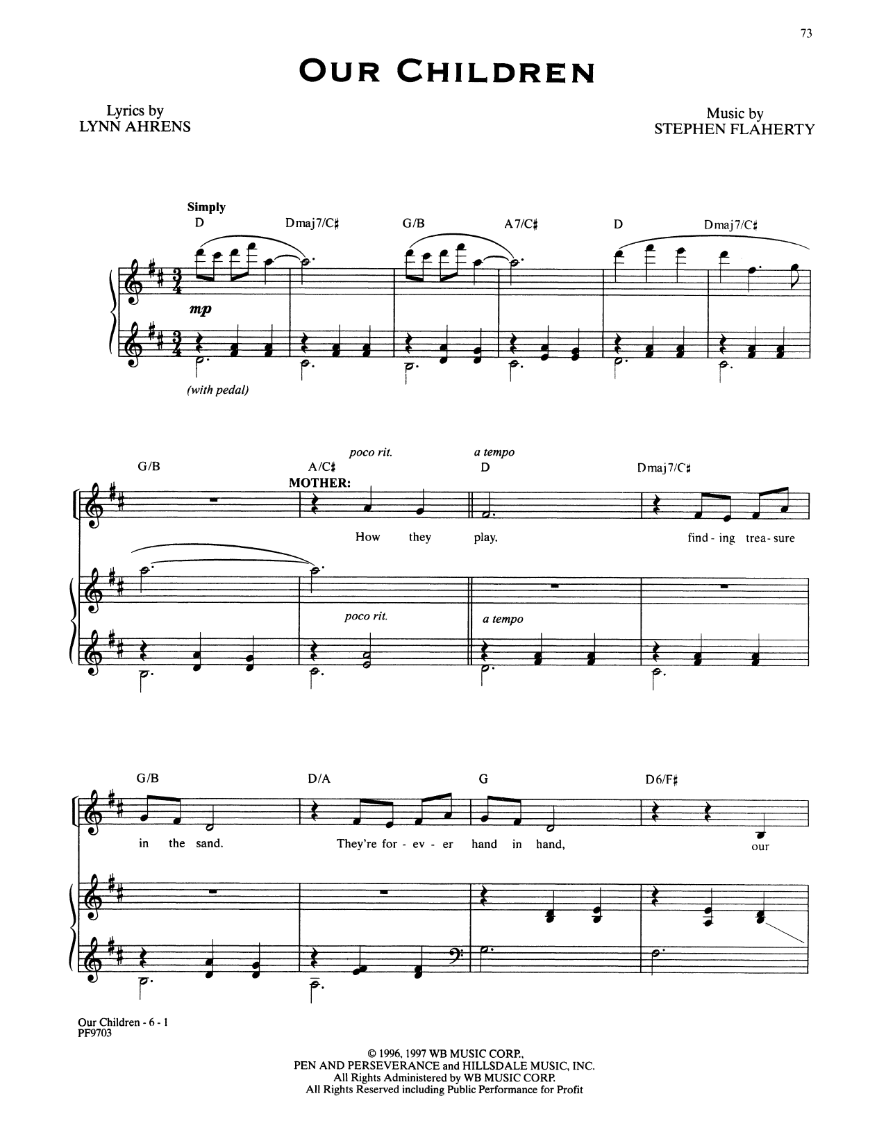 Stephen Flaherty and Lynn Ahrens Our Children (from Ragtime: The Musical) Sheet Music Notes & Chords for Piano & Vocal - Download or Print PDF