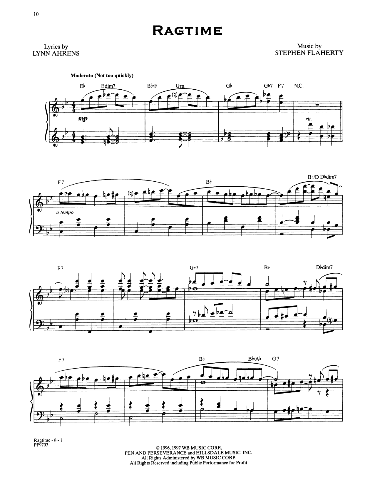 Stephen Flaherty and Lynn Ahrens Ragtime (from Ragtime: The Musical) Sheet Music Notes & Chords for Piano & Vocal - Download or Print PDF