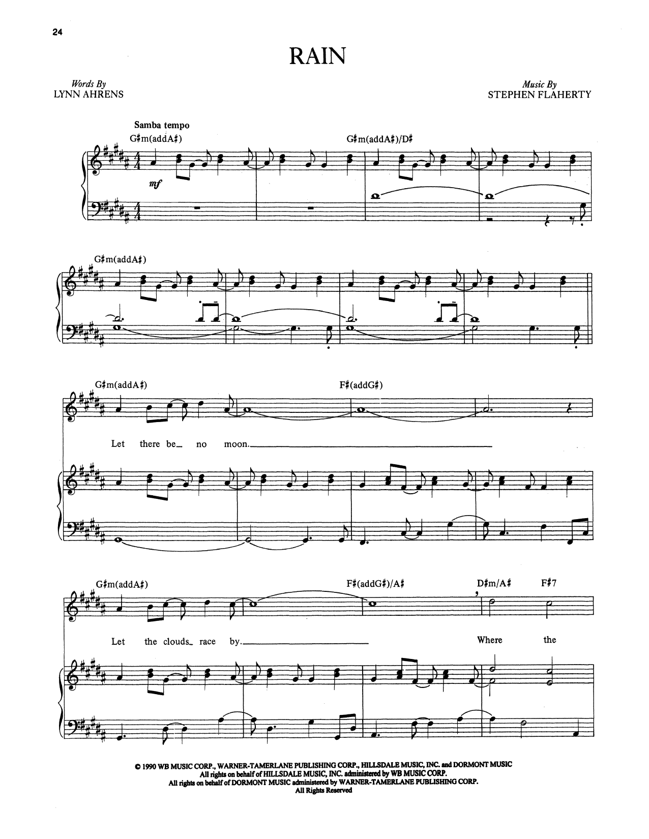 Stephen Flaherty and Lynn Ahrens Rain (from Once on This Island) Sheet Music Notes & Chords for Piano & Vocal - Download or Print PDF