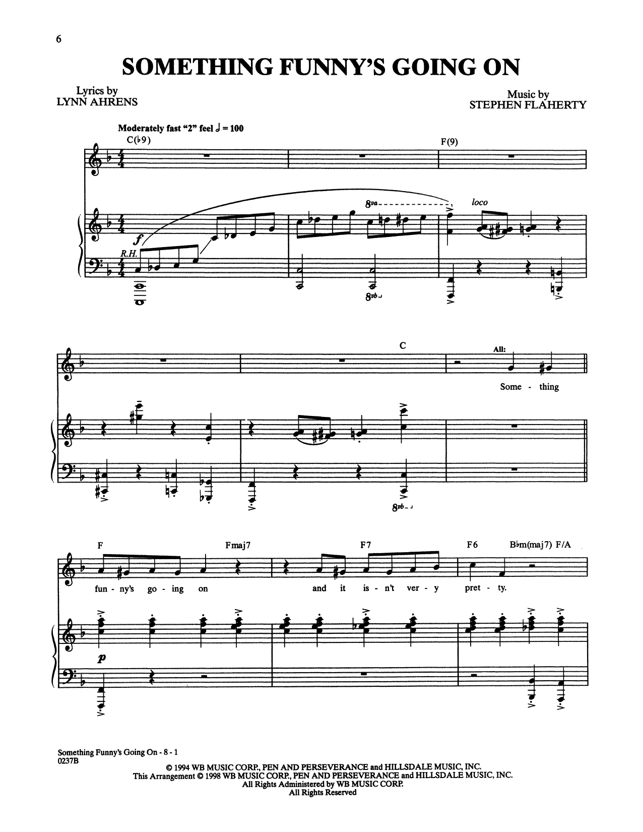 Stephen Flaherty and Lynn Ahrens Something Funny's Going On (from Lucky Stiff) Sheet Music Notes & Chords for Piano & Vocal - Download or Print PDF