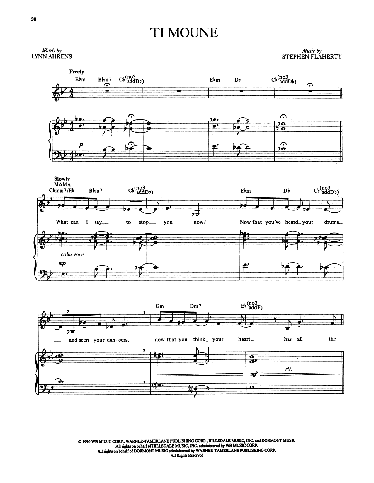 Stephen Flaherty and Lynn Ahrens Ti Moune (from Once on This Island) Sheet Music Notes & Chords for Piano & Vocal - Download or Print PDF