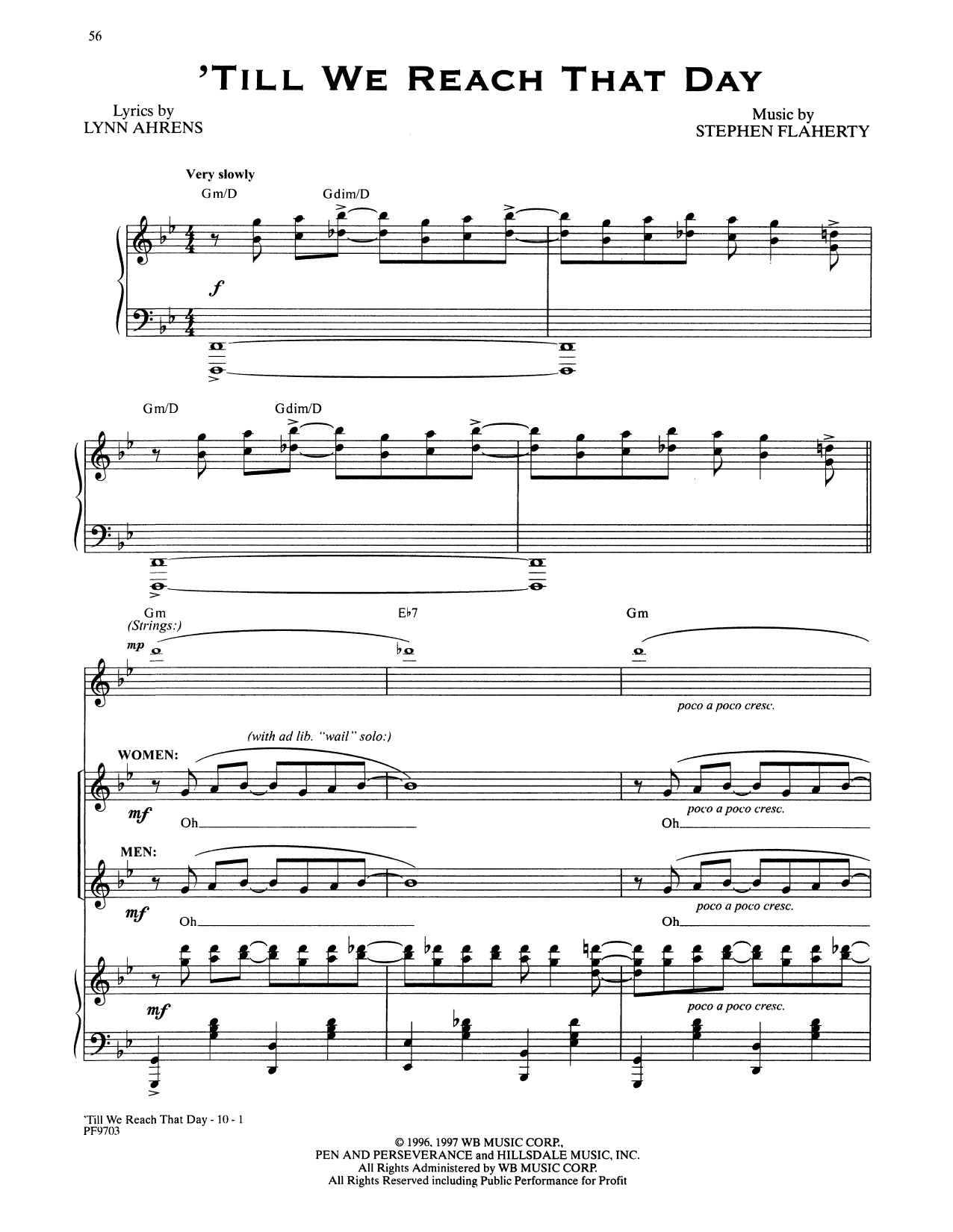 Stephen Flaherty and Lynn Ahrens Til We Reach That Day (from Ragtime: The Musical) Sheet Music Notes & Chords for Piano & Vocal - Download or Print PDF