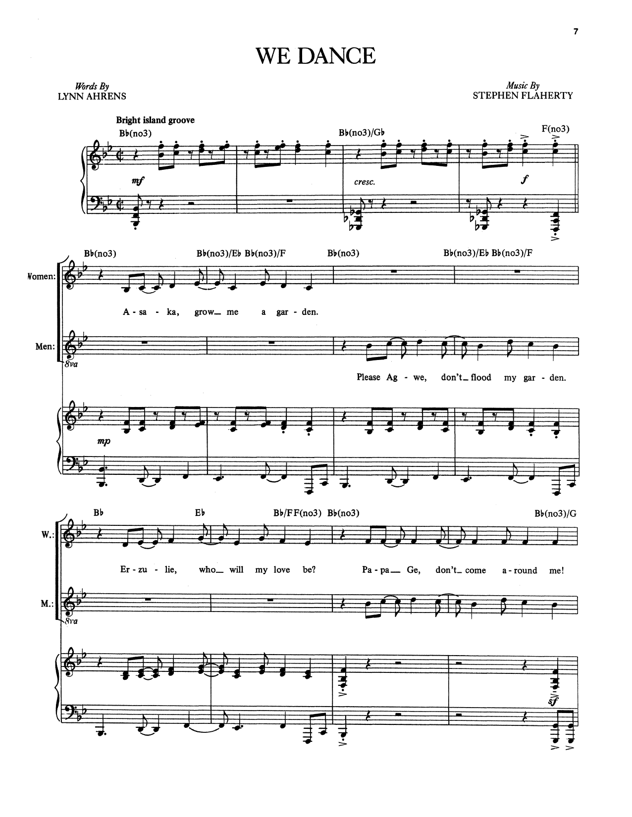 Stephen Flaherty and Lynn Ahrens We Dance (from Once on This Island) Sheet Music Notes & Chords for Piano & Vocal - Download or Print PDF