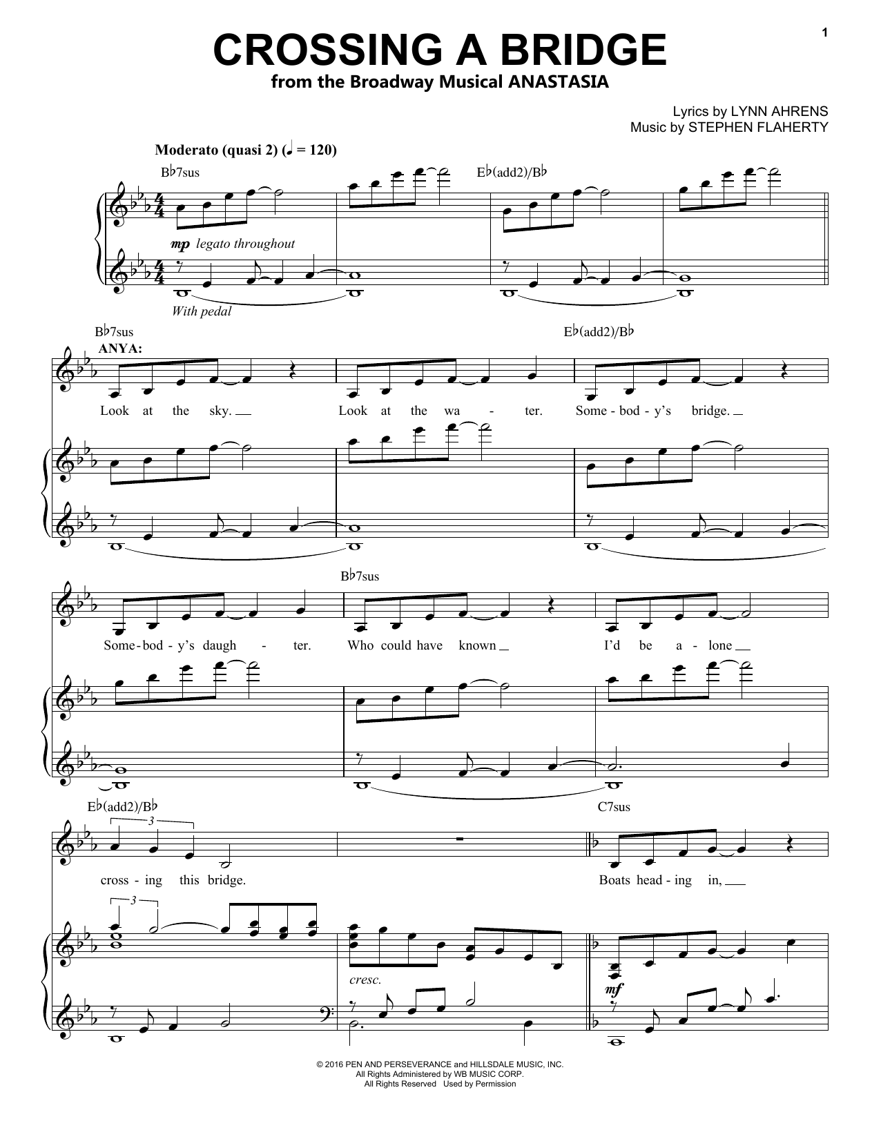 Stephen Flaherty Crossing A Bridge Sheet Music Notes & Chords for Piano & Vocal - Download or Print PDF