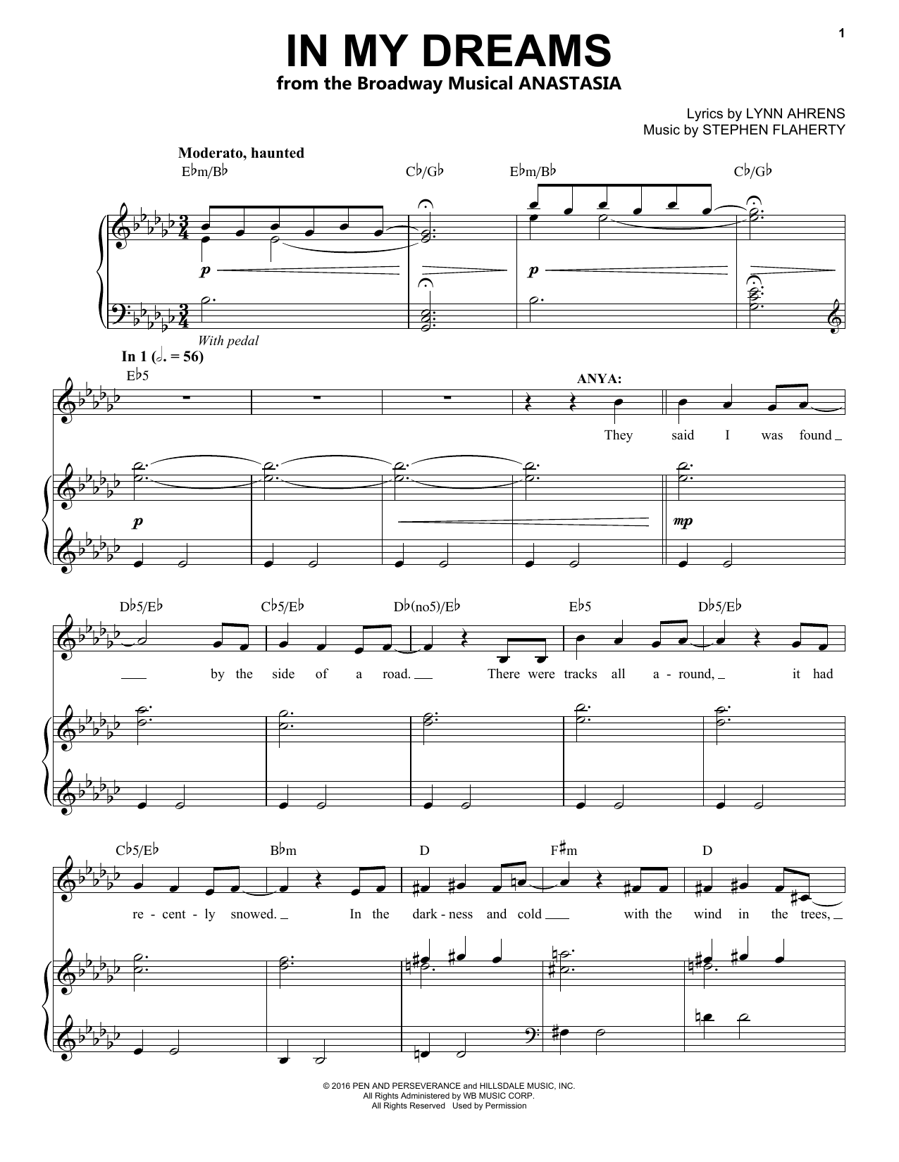Stephen Flaherty In My Dreams (from Anastasia) Sheet Music Notes & Chords for Easy Piano - Download or Print PDF