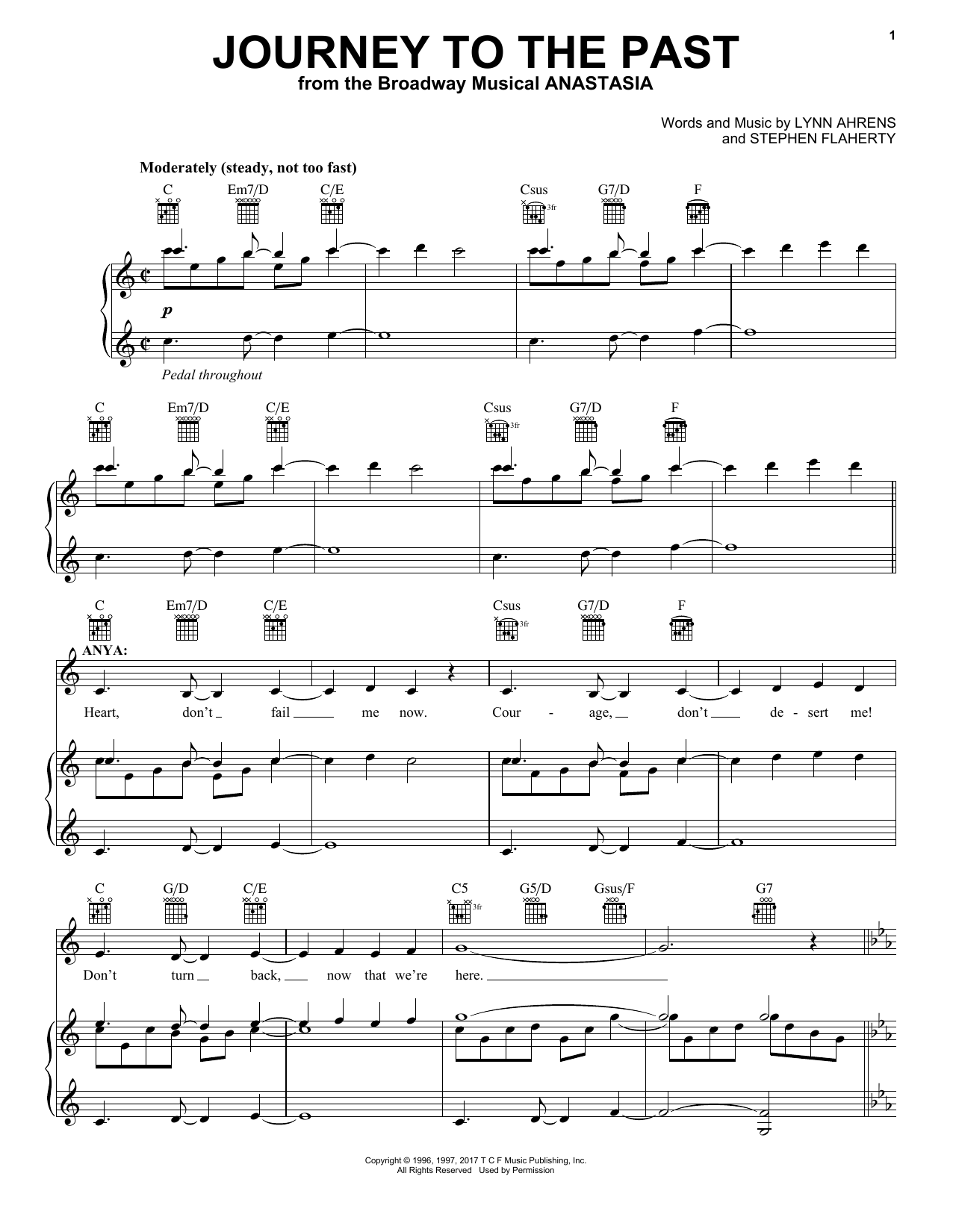 Stephen Flaherty Journey To The Past (from Anastasia) Sheet Music Notes & Chords for Easy Piano - Download or Print PDF