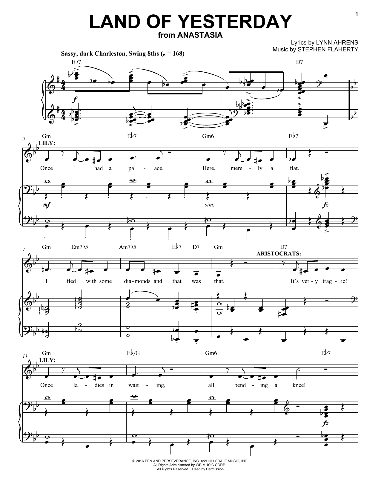 Stephen Flaherty Land Of Yesterday Sheet Music Notes & Chords for Piano & Vocal - Download or Print PDF