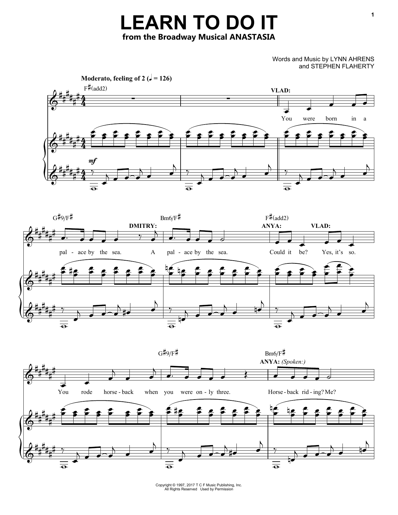 Stephen Flaherty Learn To Do It Sheet Music Notes & Chords for Piano & Vocal - Download or Print PDF