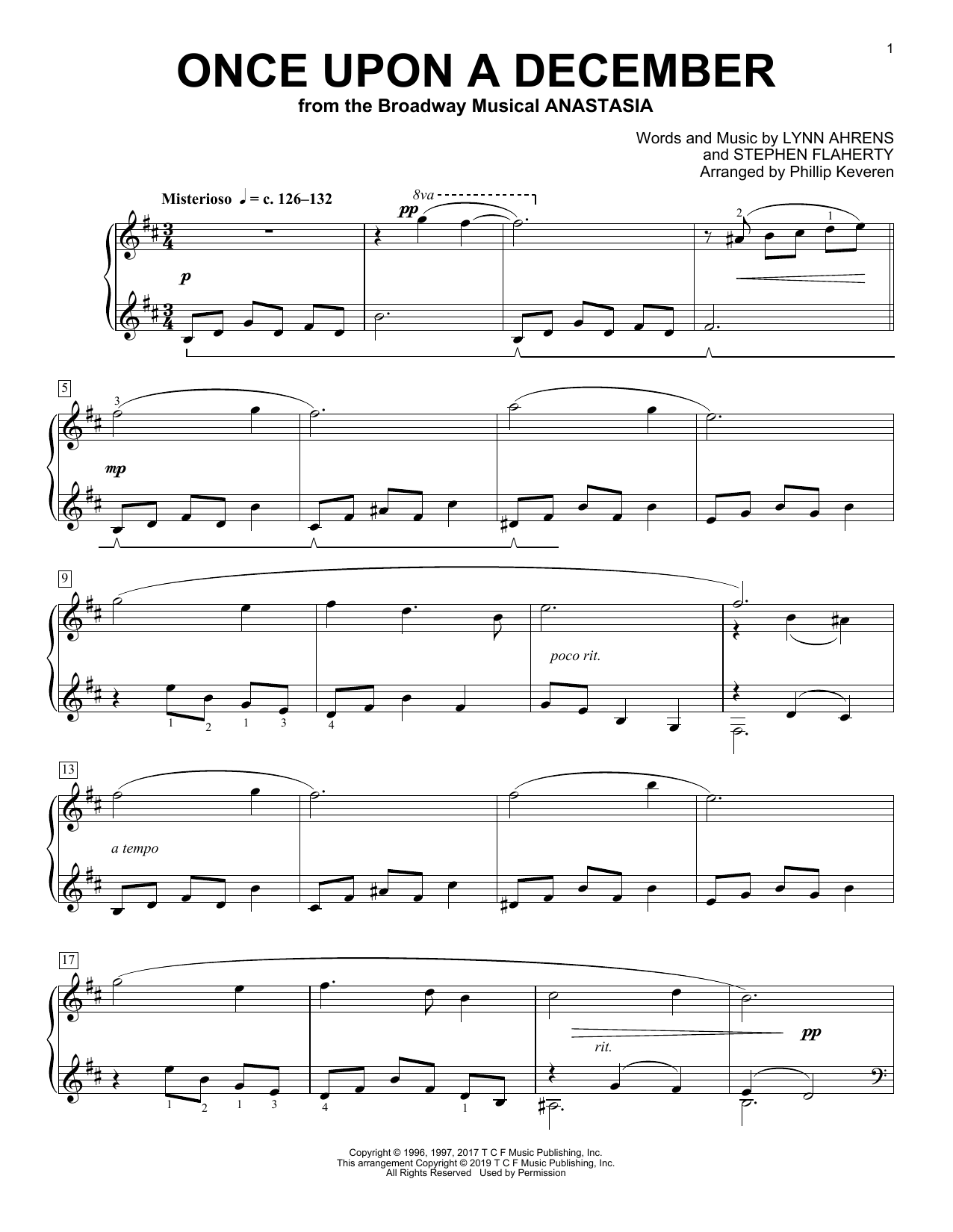 Stephen Flaherty Once Upon A December [Classical version] (from Anastasia) (arr. Phillip Keveren) Sheet Music Notes & Chords for Piano Solo - Download or Print PDF