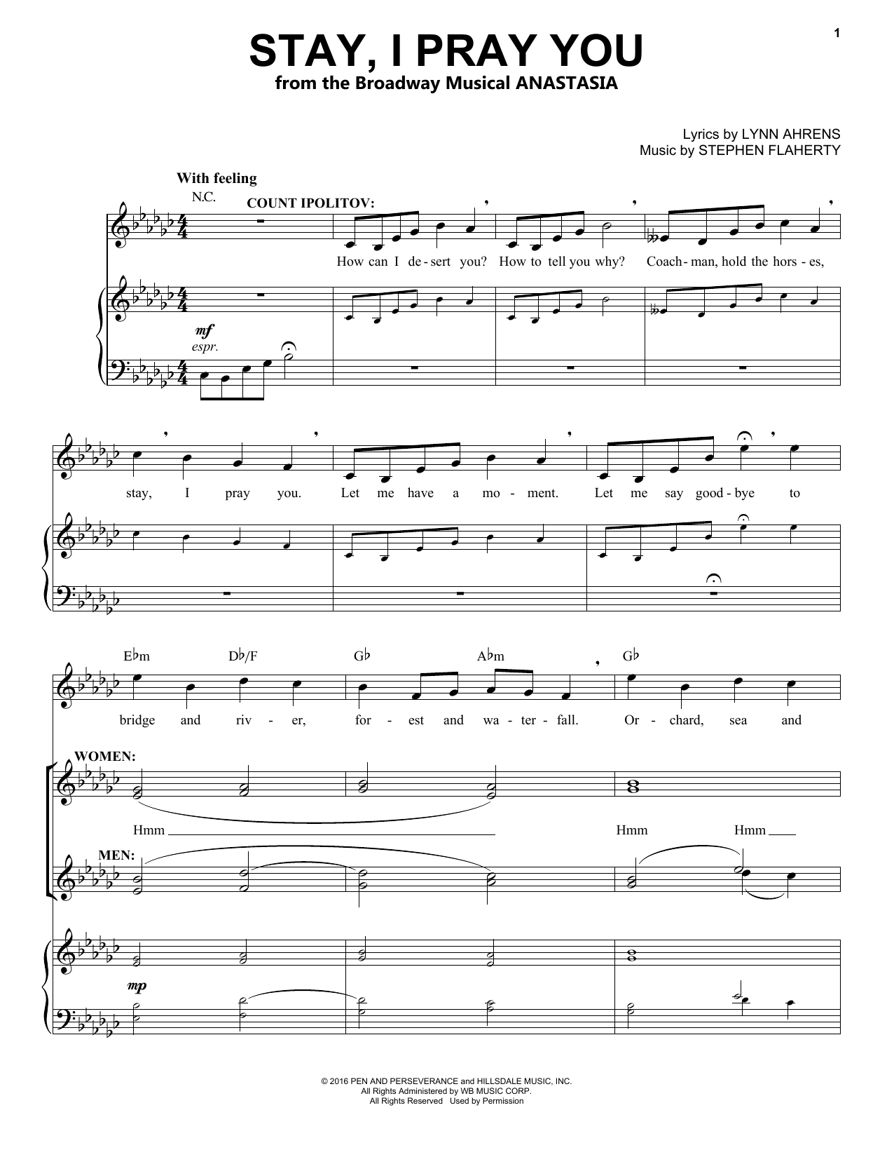 Stephen Flaherty Stay, I Pray You Sheet Music Notes & Chords for Piano & Vocal - Download or Print PDF