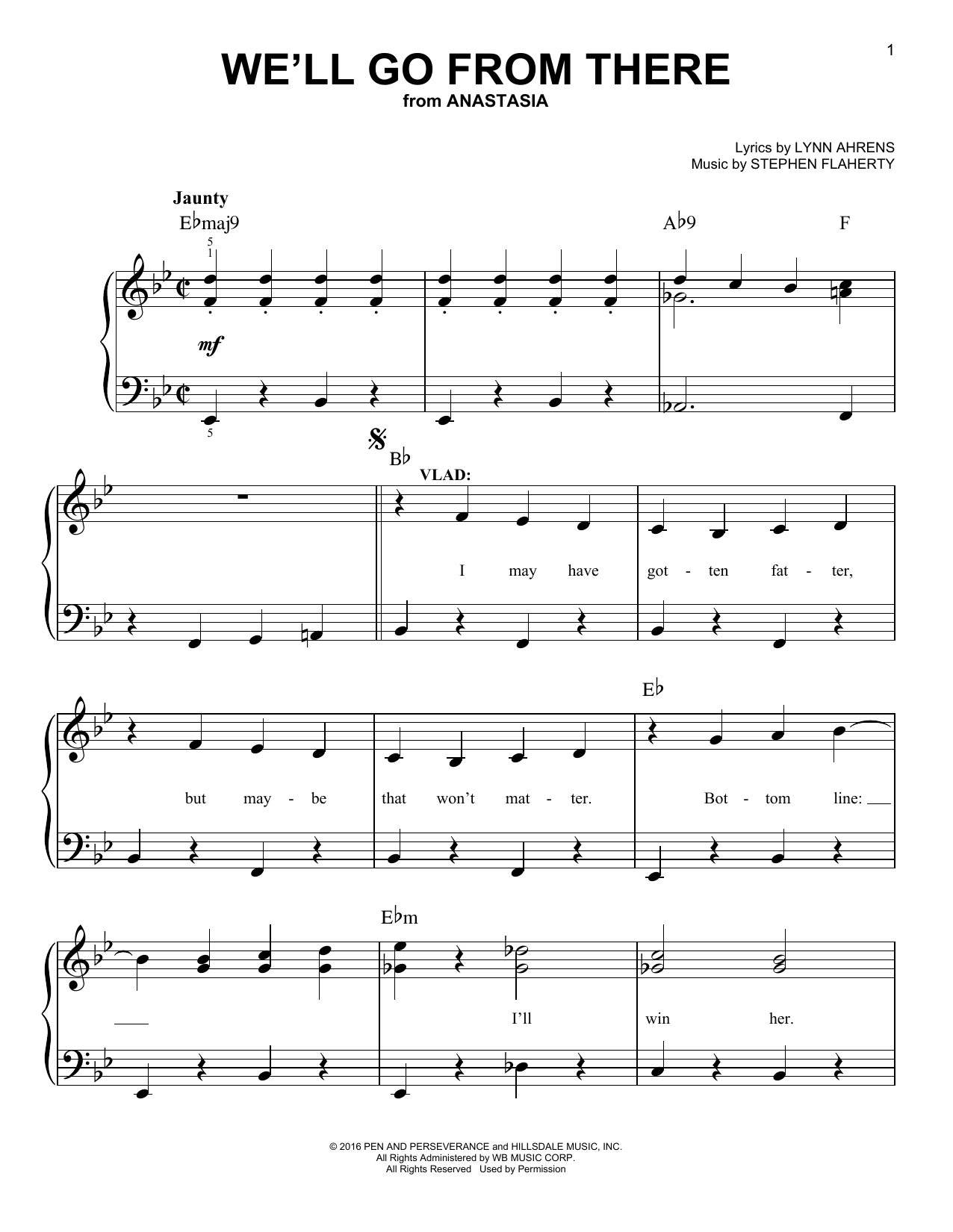 Stephen Flaherty We'll Go From There (from Anastasia) Sheet Music Notes & Chords for Easy Piano - Download or Print PDF