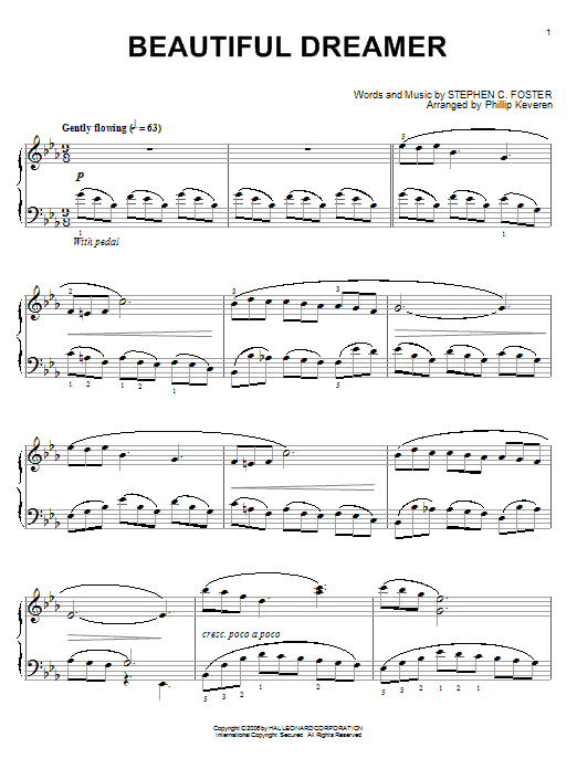 Stephen Foster Beautiful Dreamer Sheet Music Notes & Chords for Piano - Download or Print PDF