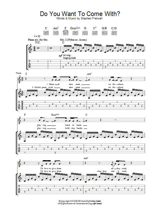 Stephen Fretwell Do You Want To Come With? Sheet Music Notes & Chords for Guitar Tab - Download or Print PDF