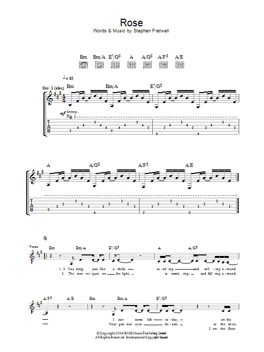 Stephen Fretwell Rose Sheet Music Notes & Chords for Guitar Tab - Download or Print PDF