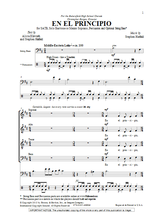 Stephen Hatfield En El Principio Sheet Music Notes & Chords for SATB - Download or Print PDF