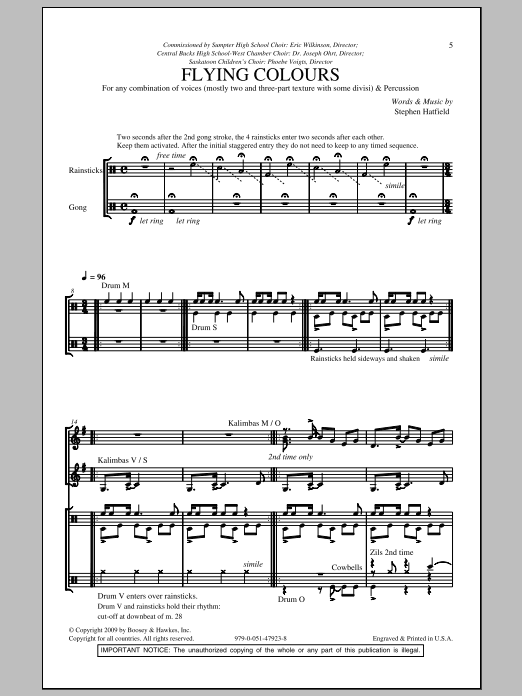 Stephen Hatfield Flying Colours Sheet Music Notes & Chords for Choral - Download or Print PDF