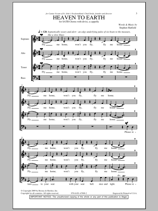 Stephen Hatfield Heaven To Earth Sheet Music Notes & Chords for SATB - Download or Print PDF