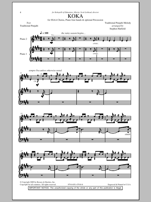 Stephen Hatfield Koka Sheet Music Notes & Chords for SSA - Download or Print PDF