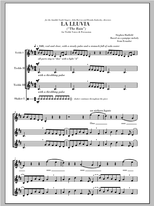Stephen Hatfield La Lluvia (The Rain) Sheet Music Notes & Chords for SSA - Download or Print PDF