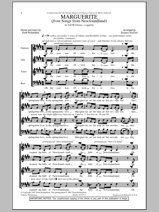 Stephen Hatfield Marguerite Sheet Music Notes & Chords for SATB - Download or Print PDF