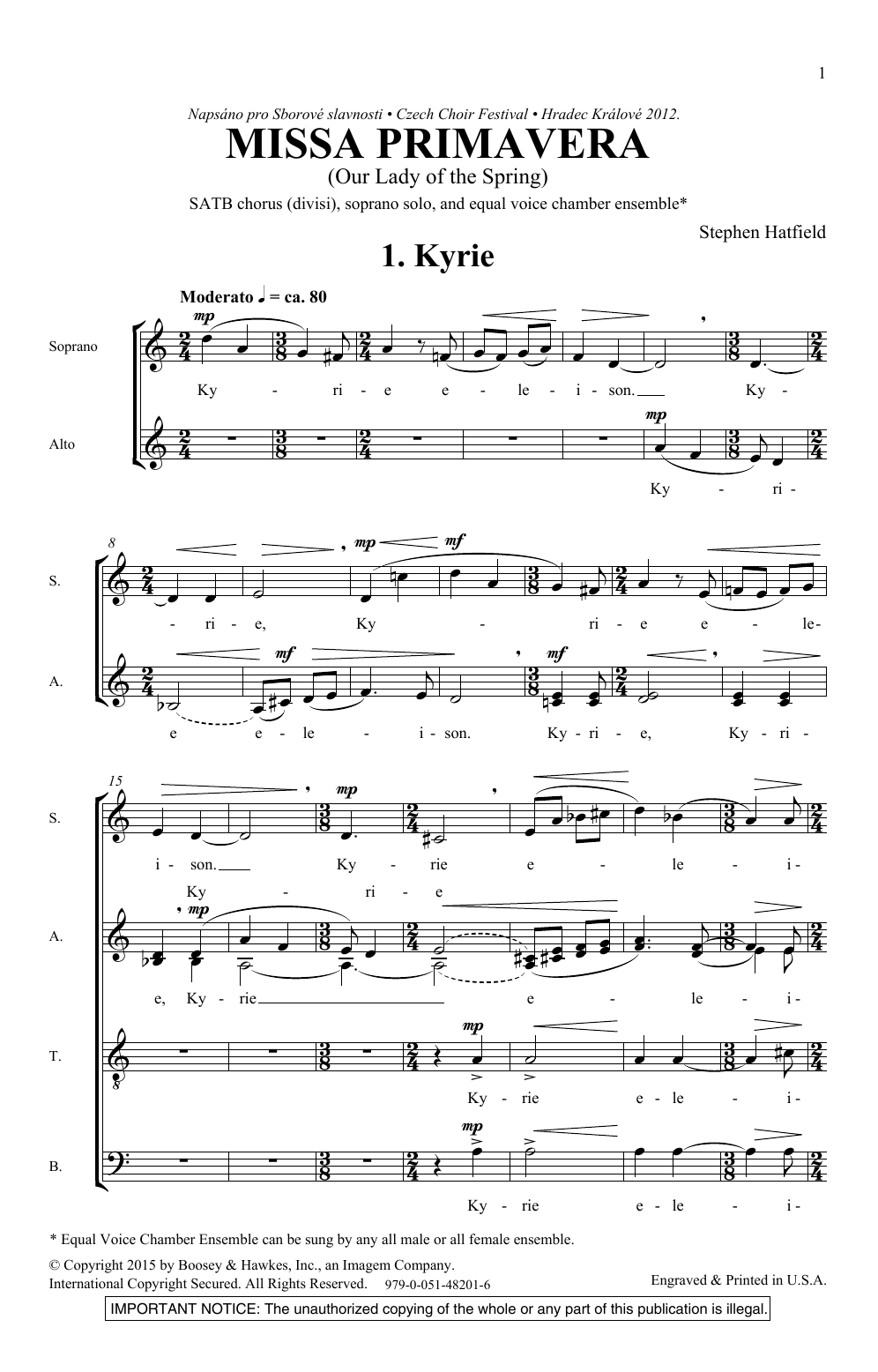 Stephen Hatfield Missa Primavera Sheet Music Notes & Chords for SATB - Download or Print PDF