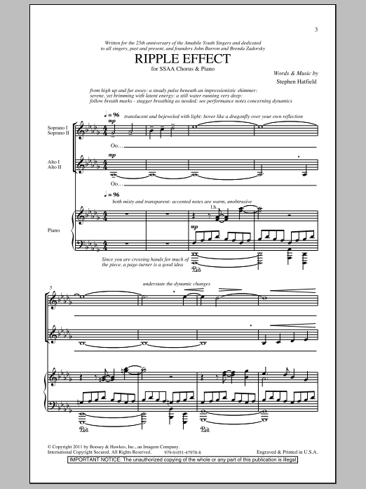 Stephen Hatfield Ripple Effect Sheet Music Notes & Chords for SSA - Download or Print PDF