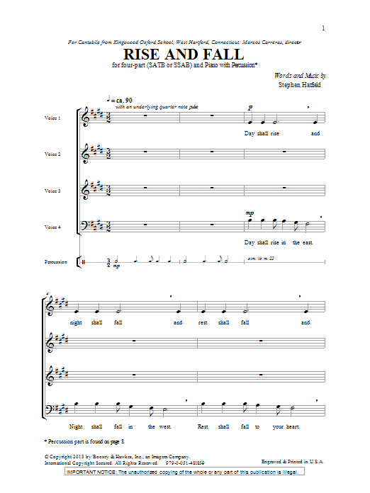 Stephen Hatfield Rise And Fall Sheet Music Notes & Chords for 4-Part - Download or Print PDF
