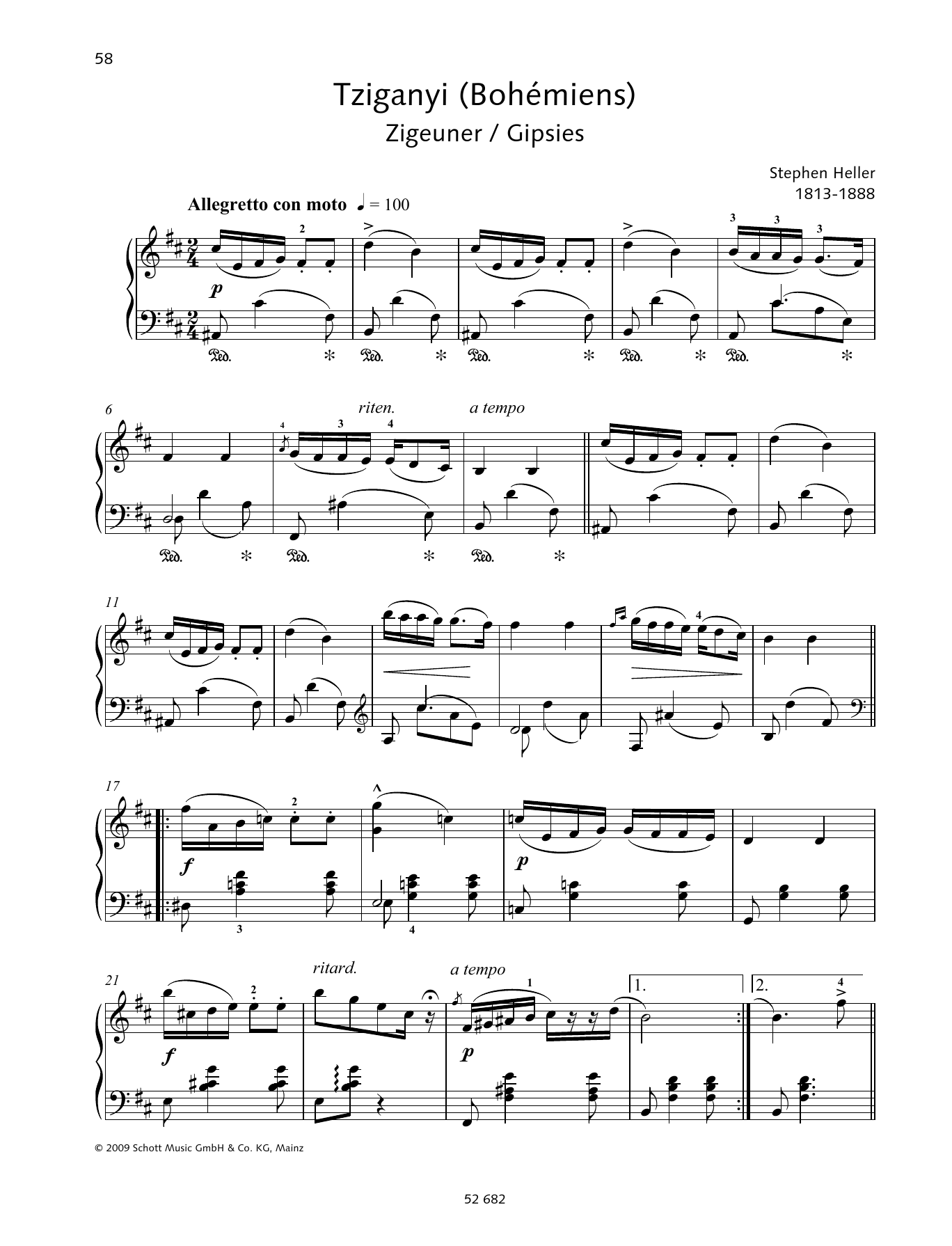 Stephen Heller Gipsies Bohémiens Sheet Music Notes & Chords for Piano Solo - Download or Print PDF