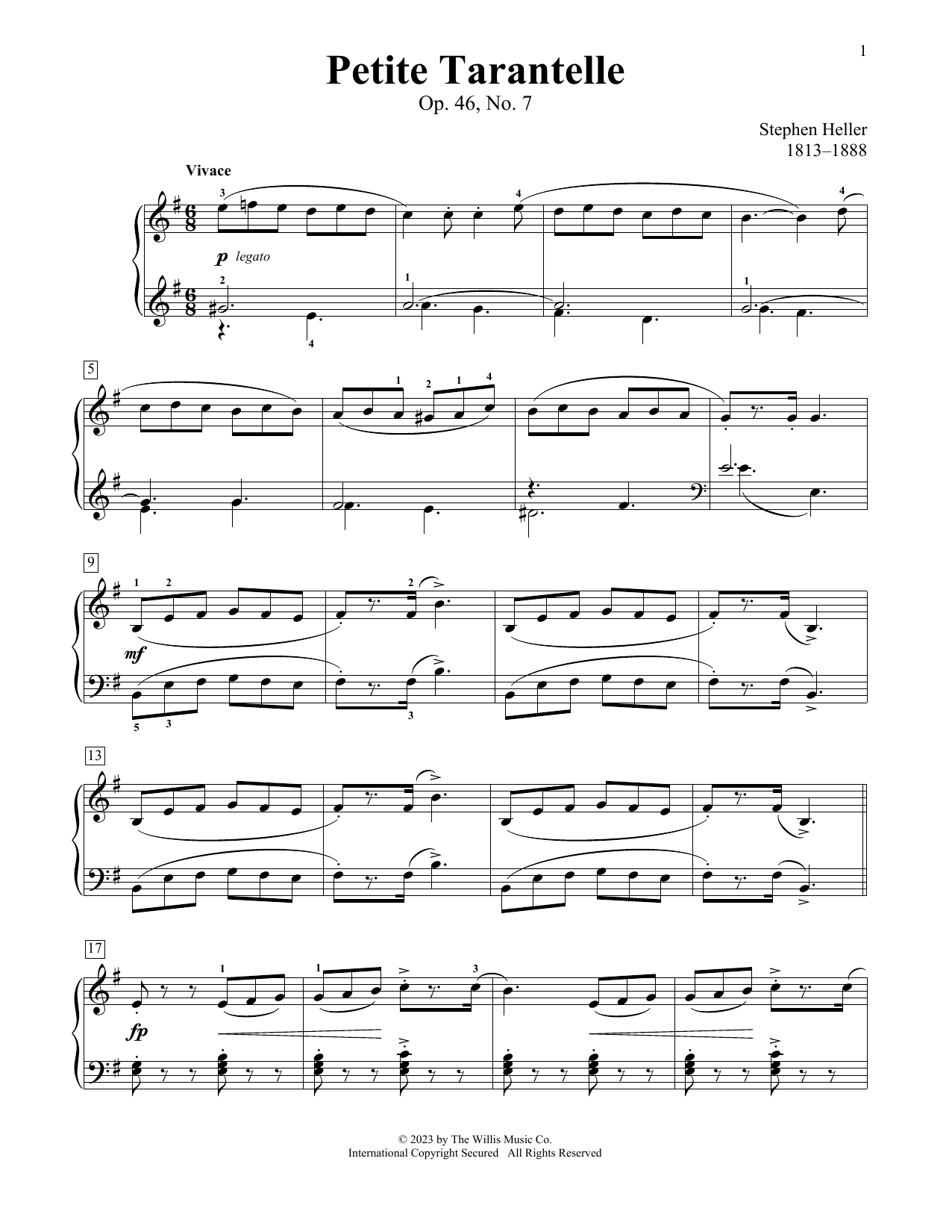 Stephen Heller Petite Tarantelle, Op. 46, No. 7 Sheet Music Notes & Chords for Educational Piano - Download or Print PDF