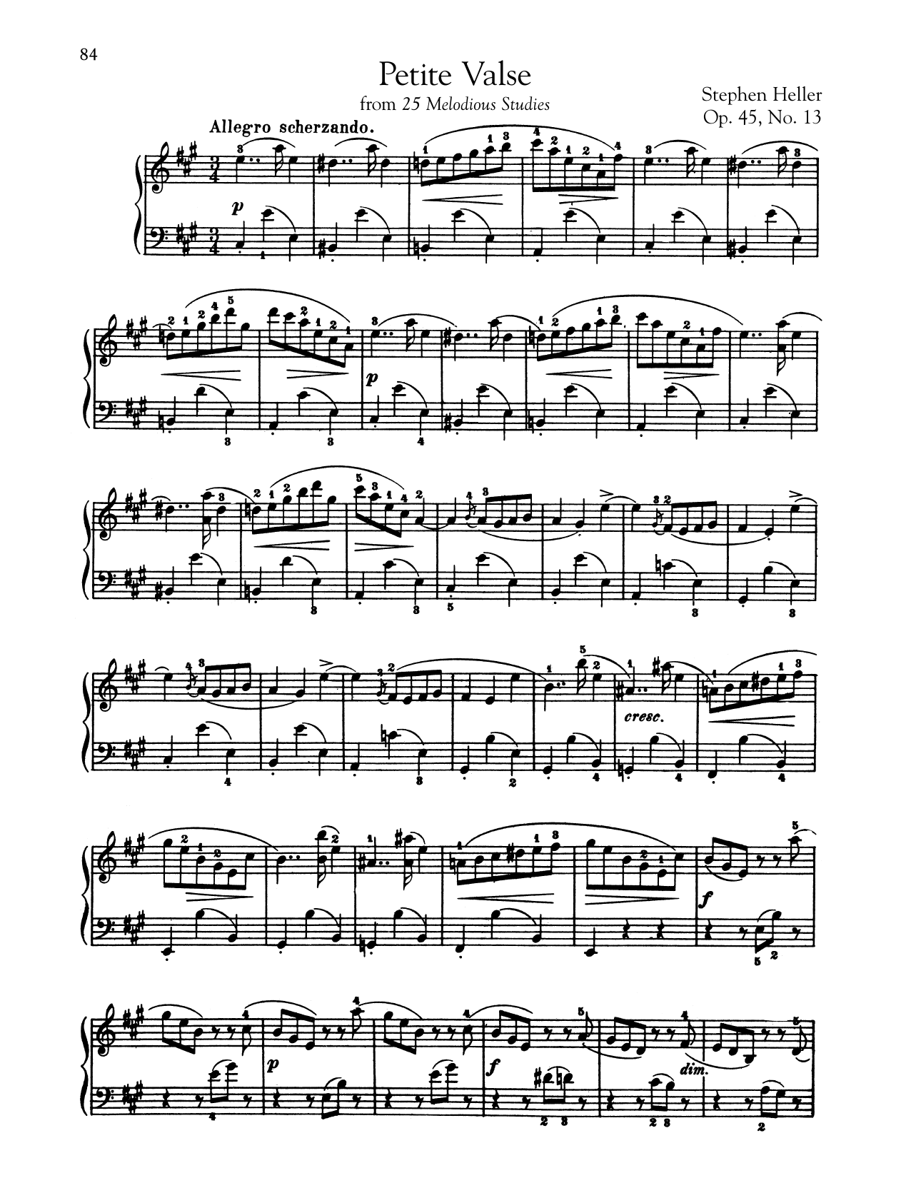 Stephen Heller Petite Valse, Op. 45, No. 13 Sheet Music Notes & Chords for Piano - Download or Print PDF