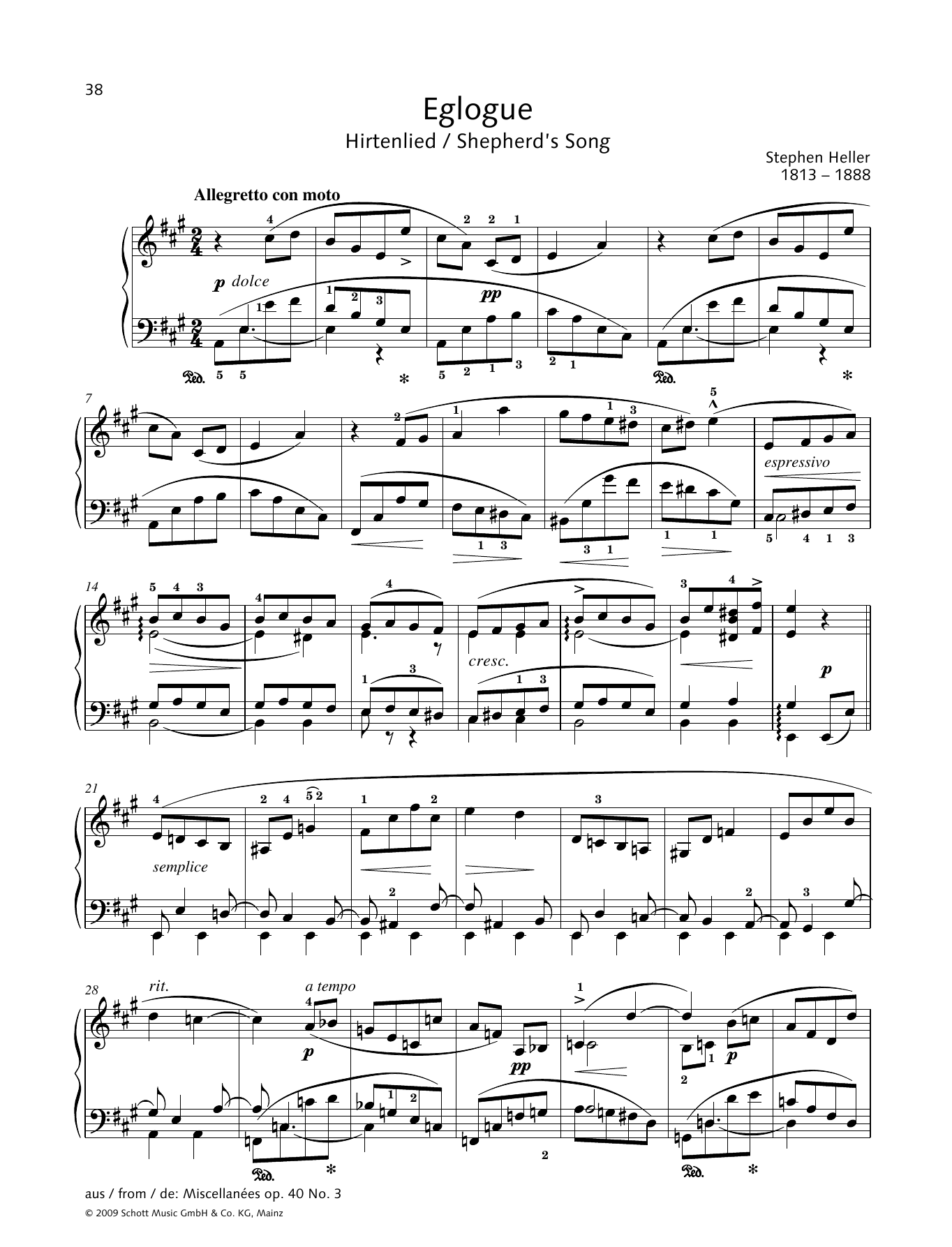 Stephen Heller Shepherd's Song Sheet Music Notes & Chords for Piano Solo - Download or Print PDF