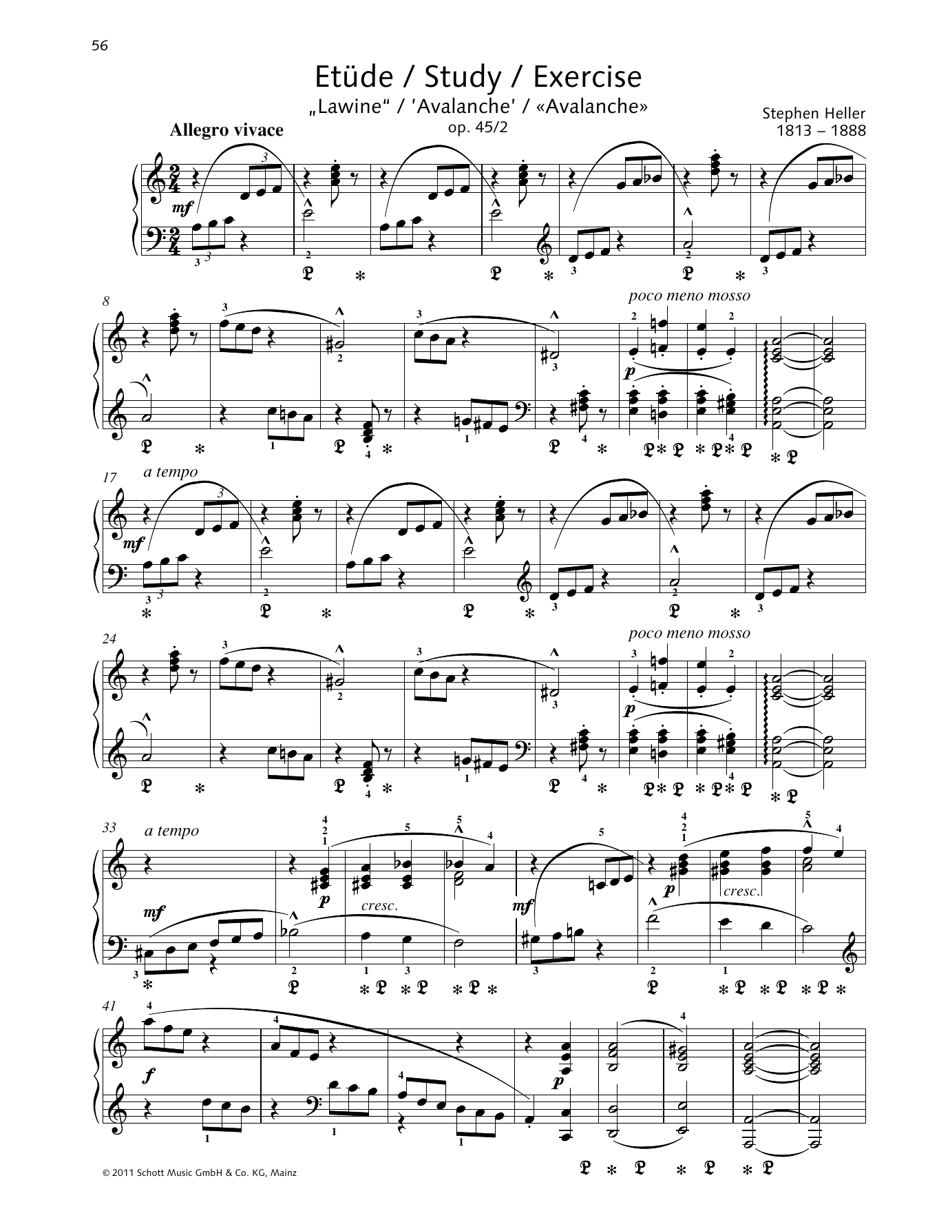 Stephen Heller Study A minor Sheet Music Notes & Chords for Piano Solo - Download or Print PDF