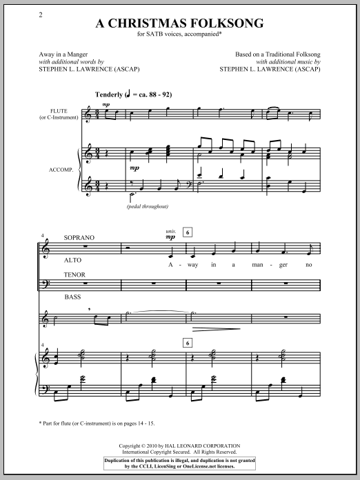 Stephen Lawrence A Christmas Folksong Sheet Music Notes & Chords for SATB - Download or Print PDF