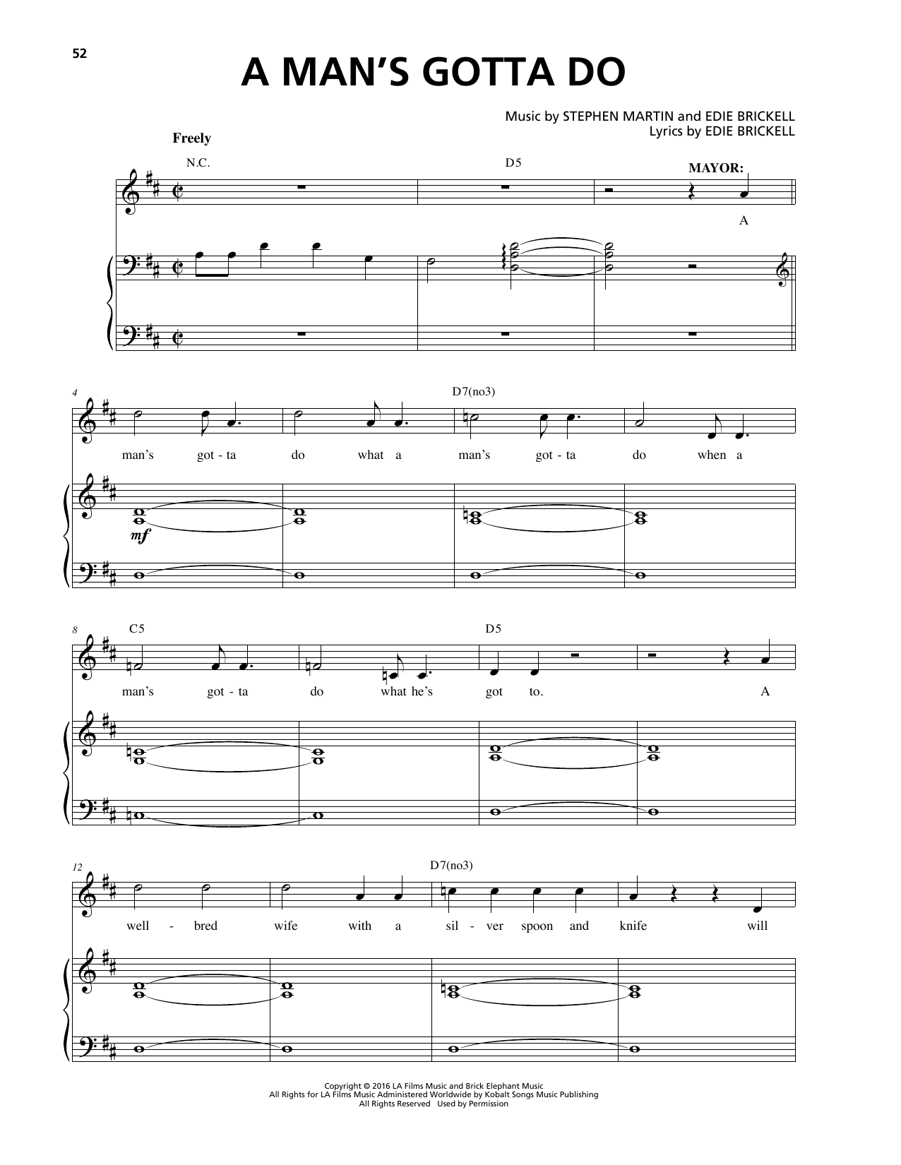 Stephen Martin & Edie Brickell A Man's Gotta Do Sheet Music Notes & Chords for Piano & Vocal - Download or Print PDF Stephen Martin & Edie Brickell A Man's Gotta Do Sheet Music Notes & Chords for Piano & Vocal - Download or Print PDF