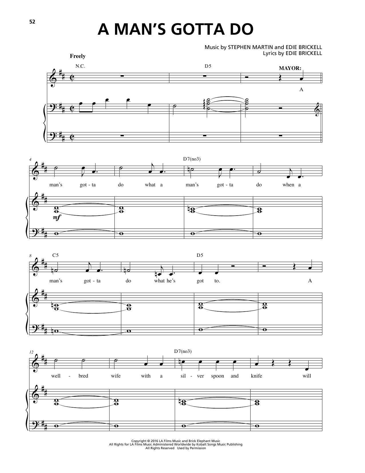 Stephen Martin & Edie Brickell A Man's Gotta Do Sheet Music Notes & Chords for Piano & Vocal - Download or Print PDF