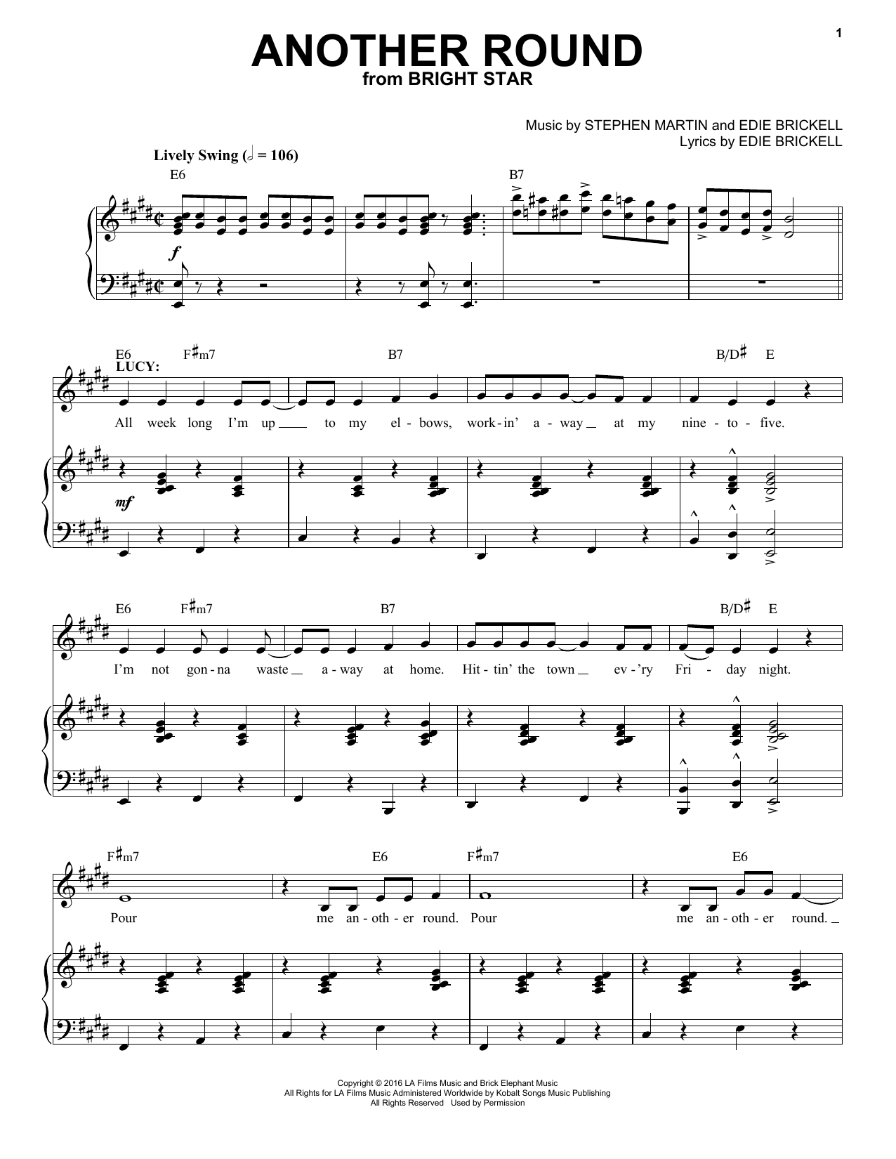 Stephen Martin & Edie Brickell Another Round Sheet Music Notes & Chords for Piano & Vocal - Download or Print PDF