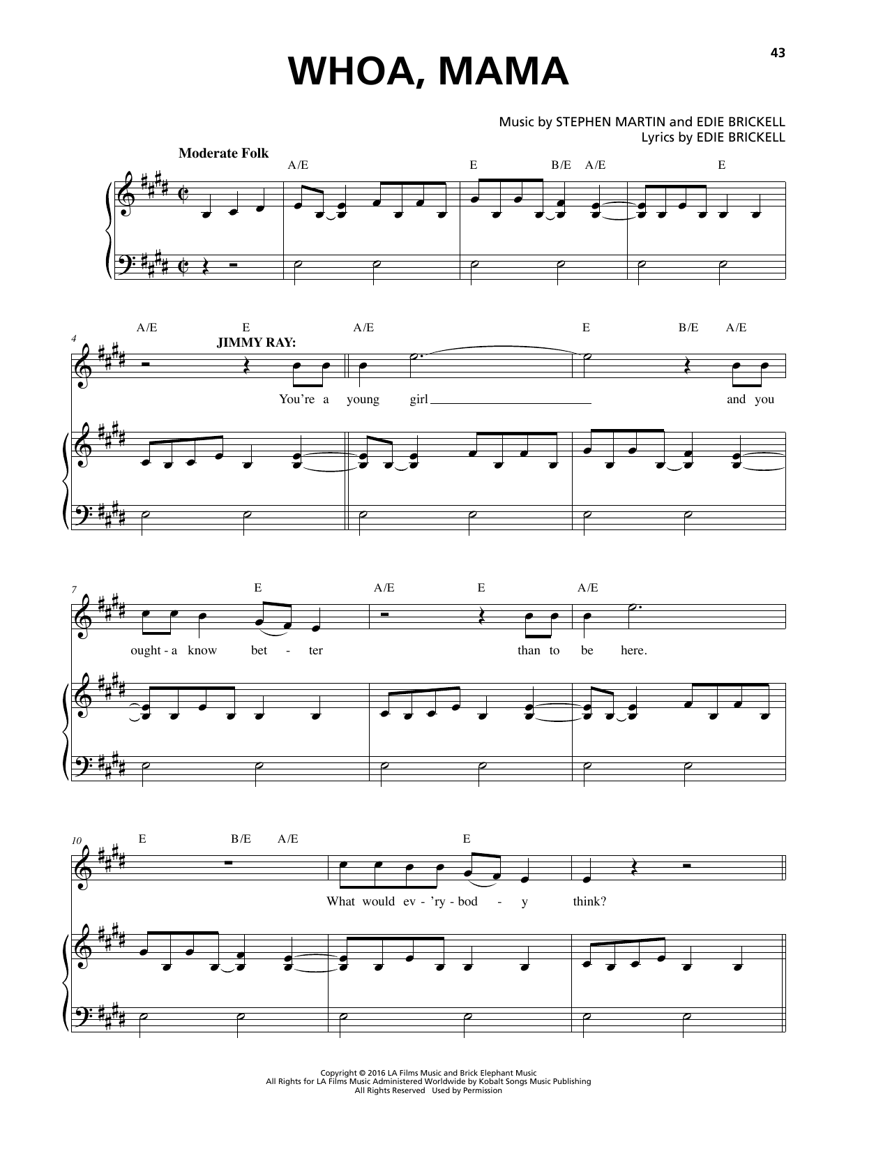 Stephen Martin & Edie Brickell Whoa, Mama Sheet Music Notes & Chords for Piano & Vocal - Download or Print PDF