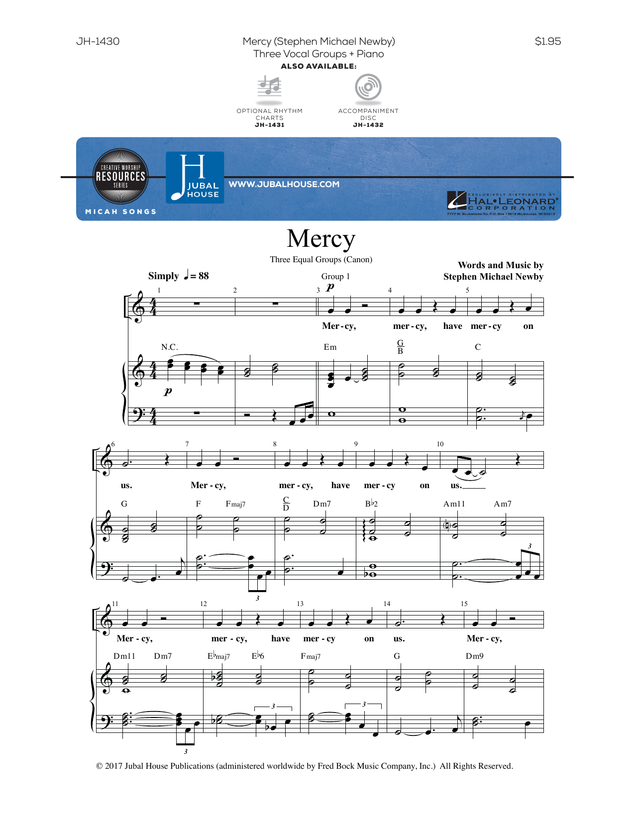 Stephen Michael Newby Mercy Sheet Music Notes & Chords for Choral - Download or Print PDF