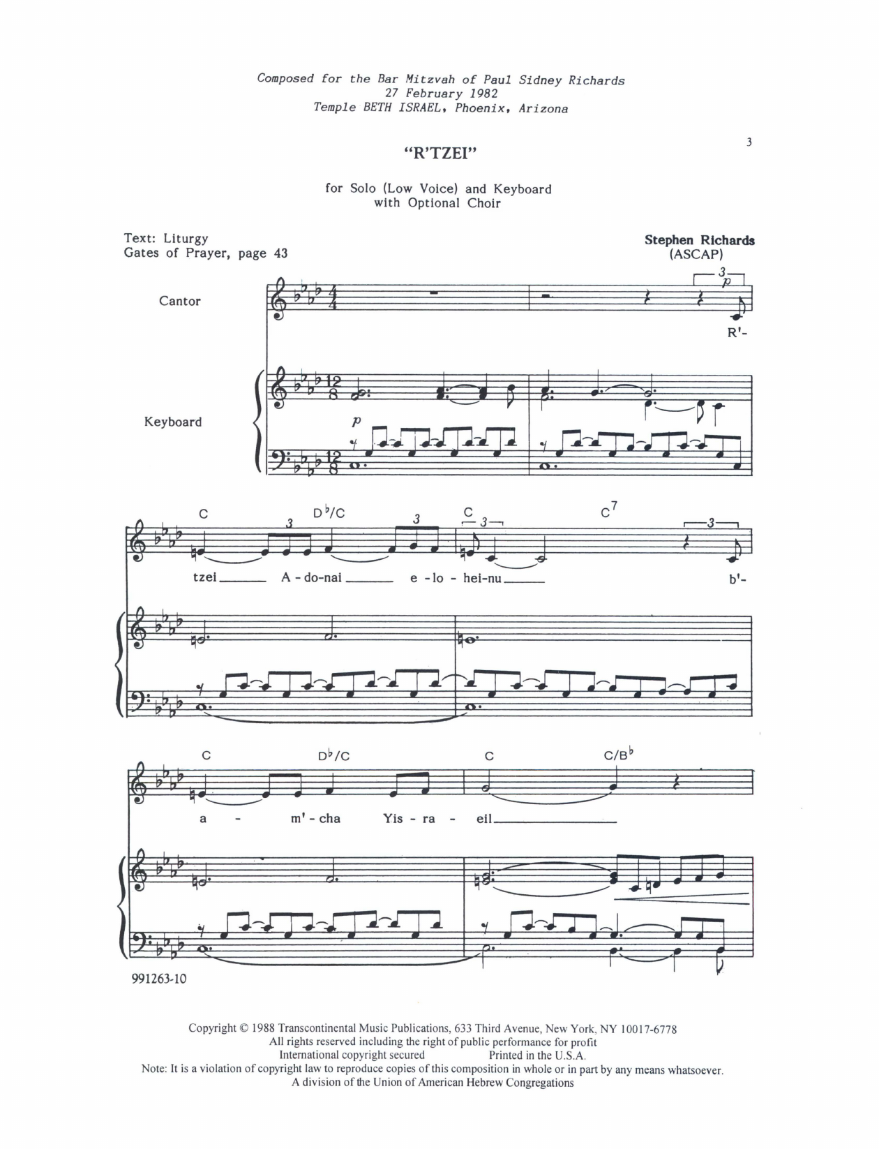 Stephen Richards R'Tzei Sheet Music Notes & Chords for SATB Choir - Download or Print PDF